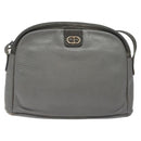 Christian Dior Shoulder Bag Leather Gray Gold Auth fm4687-13