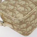 Christian Dior Trotter Canvas Flower Shoulder Bag Beige Silver Auth fm4695-16