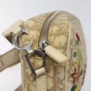 Christian Dior Trotter Canvas Flower Shoulder Bag Beige Silver Auth fm4695-10