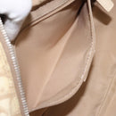 Christian Dior Trotter Canvas Flower Shoulder Bag Beige Silver Auth fm4695-20