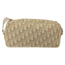 Christian Dior Trotter Canvas Flower Shoulder Bag Beige Silver Auth fm4695-2