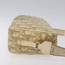 Christian Dior Trotter Canvas Flower Shoulder Bag Beige Silver Auth fm4695-3