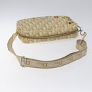 Christian Dior Trotter Canvas Flower Shoulder Bag Beige Silver Auth fm4695-7