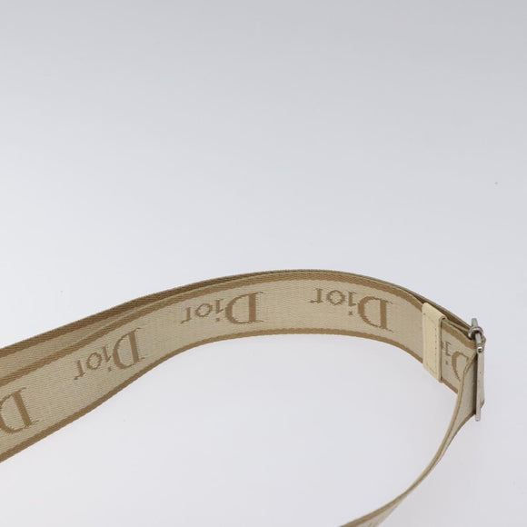 Christian Dior Trotter Canvas Flower Shoulder Bag Beige Silver Auth fm4695