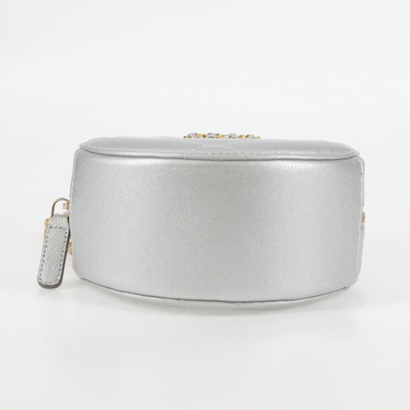 CHANEL Chain Chanel 19 Shoulder Bag Lamb Skin Gold Silver CC Auth fm4698M