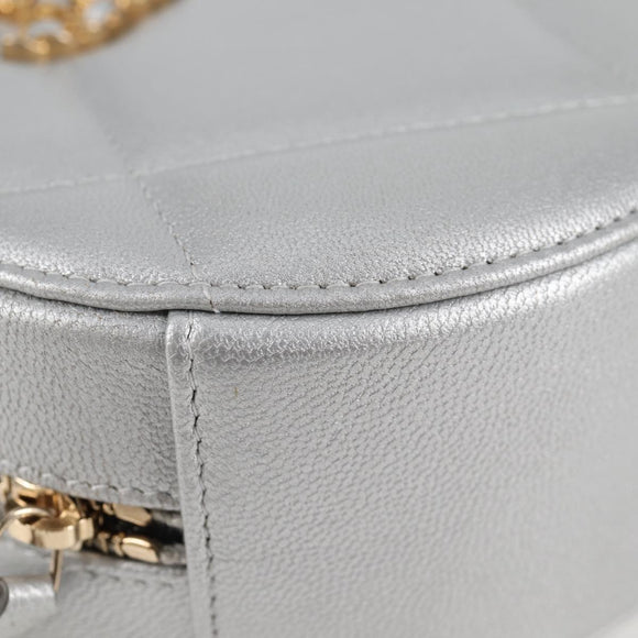 CHANEL Chain Chanel 19 Shoulder Bag Lamb Skin Gold Silver CC Auth fm4698M