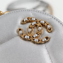 CHANEL Chain Chanel 19 Shoulder Bag Lamb Skin Gold Silver CC Auth fm4698M-19
