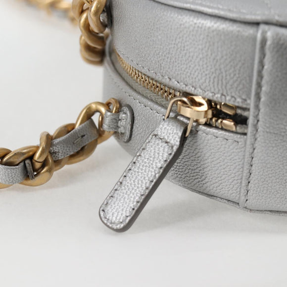 CHANEL Chain Chanel 19 Shoulder Bag Lamb Skin Gold Silver CC Auth fm4698M