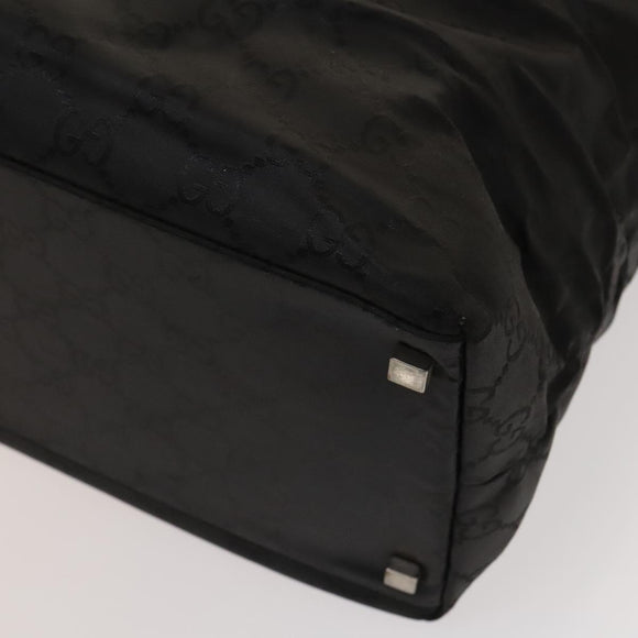 GUCCI GG Canvas Shoulder Bag Nylon Black Silver 012 0384 08 2123 Auth fm4703