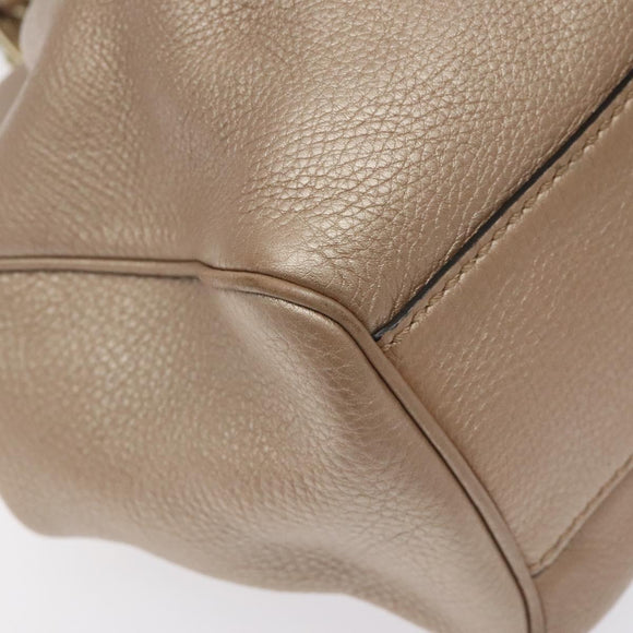 GUCCI Sukey Hand Bag Leather Pink Gold 211944 Auth fm4704