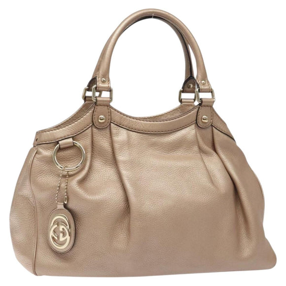 GUCCI Sukey Hand Bag Leather Pink Gold 211944 Auth fm4704