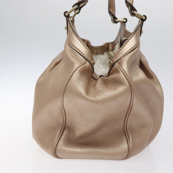 GUCCI Sukey Hand Bag Leather Pink Gold 211944 Auth fm4704