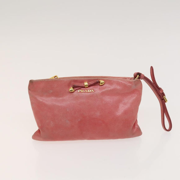 PRADA Hand Bag Nylon Leather 3Set Pink Black Auth fm4723