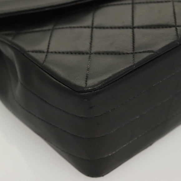 CHANEL Matelasse Chain Shoulder Bag Lamb Skin Black Gold CC Auth fm4732