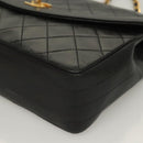 CHANEL Matelasse Chain Shoulder Bag Lamb Skin Black Gold CC Auth fm4732-11