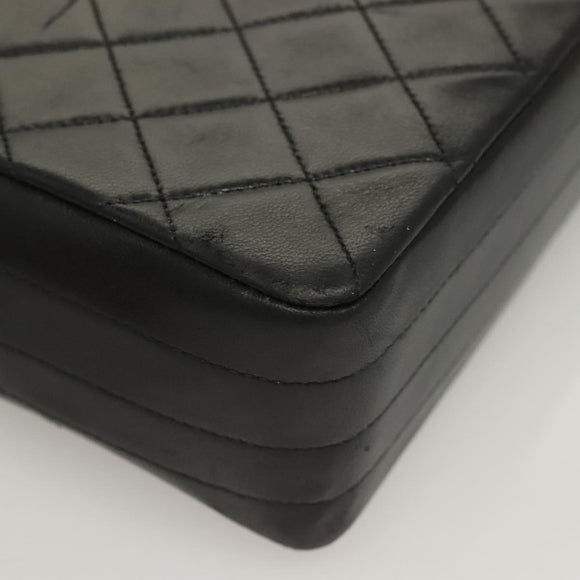 CHANEL Matelasse Chain Shoulder Bag Lamb Skin Black Gold CC Auth fm4732