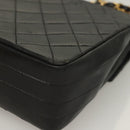 CHANEL Matelasse Chain Shoulder Bag Lamb Skin Black Gold CC Auth fm4732-13