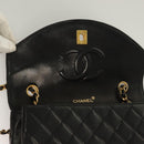 CHANEL Matelasse Chain Shoulder Bag Lamb Skin Black Gold CC Auth fm4732-15