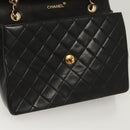 CHANEL Matelasse Chain Shoulder Bag Lamb Skin Black Gold CC Auth fm4732-16