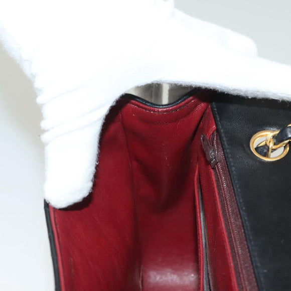 CHANEL Matelasse Chain Shoulder Bag Lamb Skin Black Gold CC Auth fm4732