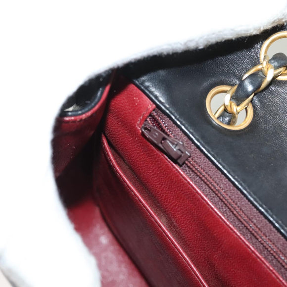 CHANEL Matelasse Chain Shoulder Bag Lamb Skin Black Gold CC Auth fm4732