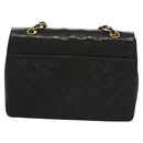 CHANEL Matelasse Chain Shoulder Bag Lamb Skin Black Gold CC Auth fm4732-3