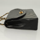 CHANEL Matelasse Chain Shoulder Bag Lamb Skin Black Gold CC Auth fm4732-5