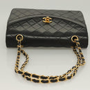 CHANEL Matelasse Chain Shoulder Bag Lamb Skin Black Gold CC Auth fm4732-6