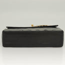 CHANEL Matelasse Chain Shoulder Bag Lamb Skin Black Gold CC Auth fm4732-9