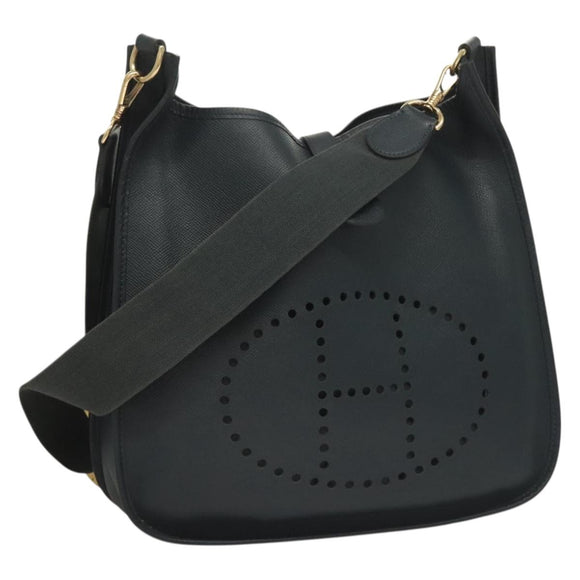 HERMES Evelyn 1 GM Shoulder Bag Courchevel Navy Auth fm4738
