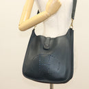 HERMES Evelyn 1 GM Shoulder Bag Courchevel Navy Auth fm4738-20