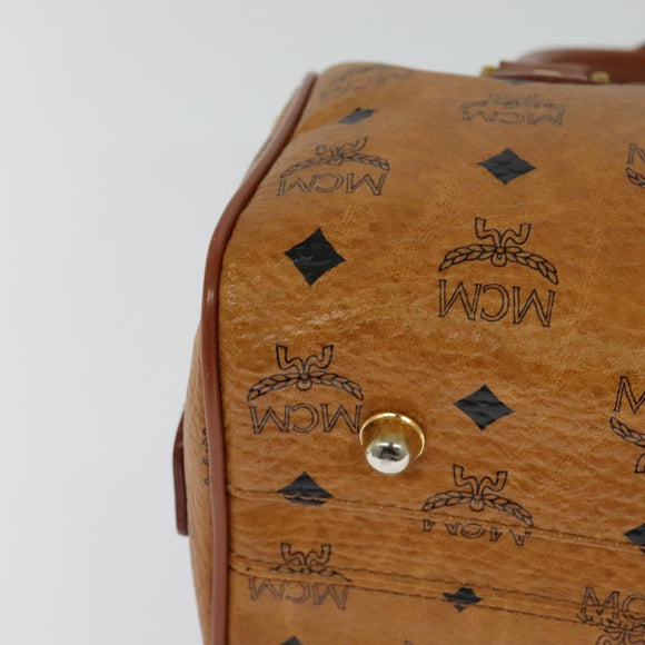 MCM Logogram Vicetos Hand Bag PVC Leather 2way Brown Gold Auth fm4739