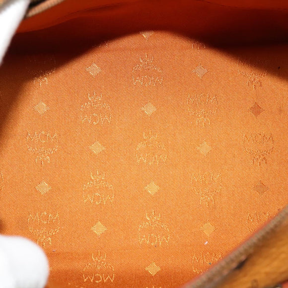 MCM Logogram Vicetos Hand Bag PVC Leather 2way Brown Gold Auth fm4739