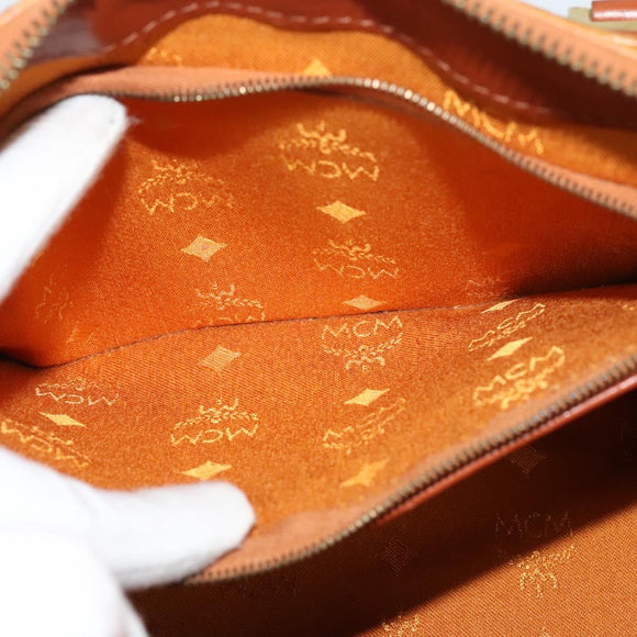 MCM Logogram Vicetos Hand Bag PVC Leather 2way Brown Gold Auth fm4739