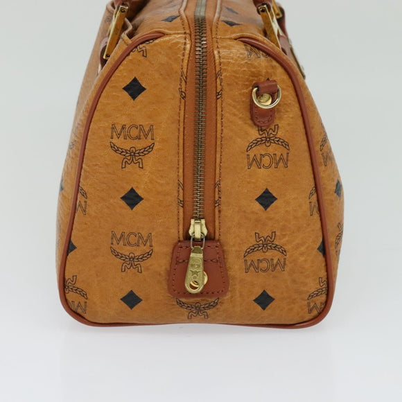MCM Logogram Vicetos Hand Bag PVC Leather 2way Brown Gold Auth fm4739