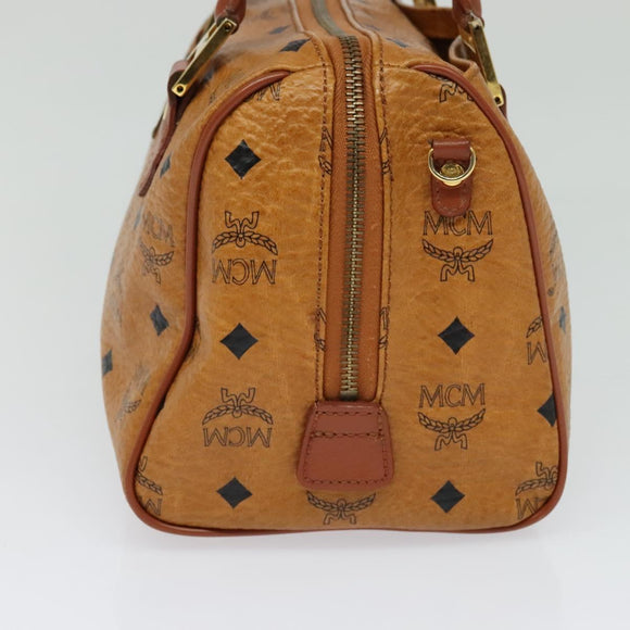 MCM Logogram Vicetos Hand Bag PVC Leather 2way Brown Gold Auth fm4739