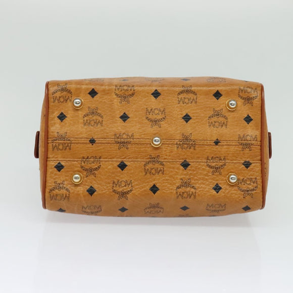 MCM Logogram Vicetos Hand Bag PVC Leather 2way Brown Gold Auth fm4739