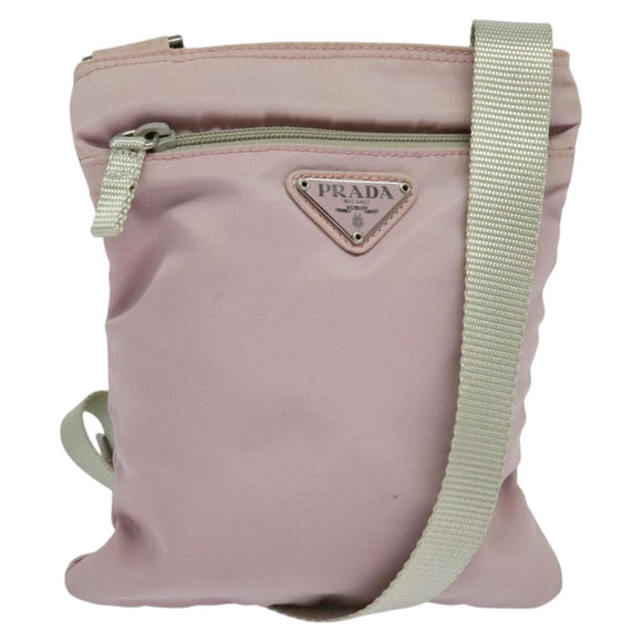 PRADA Shoulder Bag Nylon Pink Silver Auth fm4754