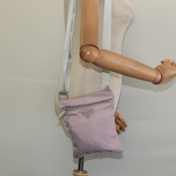 PRADA Shoulder Bag Nylon Pink Silver Auth fm4754