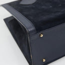 GUCCI Bamboo Tote Bag Suede Leather Navy Gold 002 1186 0260 Auth fm4759-11