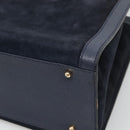 GUCCI Bamboo Tote Bag Suede Leather Navy Gold 002 1186 0260 Auth fm4759-12