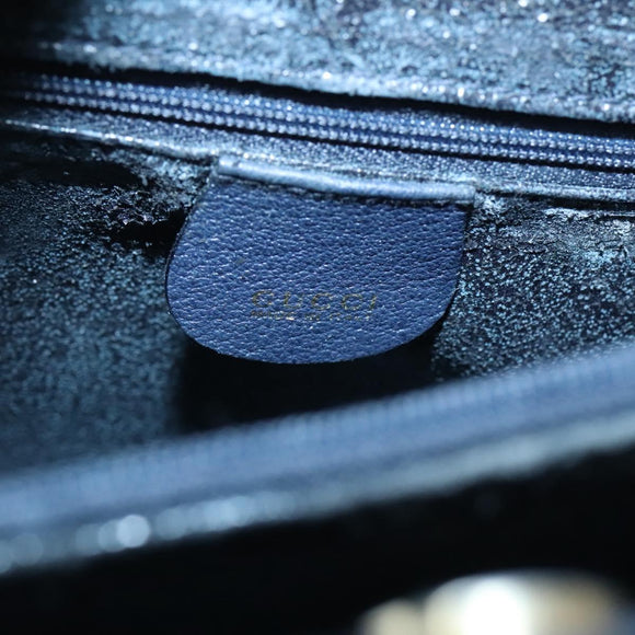 GUCCI Bamboo Tote Bag Suede Leather Navy Gold 002 1186 0260 Auth fm4759