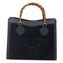 GUCCI Bamboo Tote Bag Suede Leather Navy Gold 002 1186 0260 Auth fm4759-2