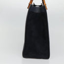 GUCCI Bamboo Tote Bag Suede Leather Navy Gold 002 1186 0260 Auth fm4759-4