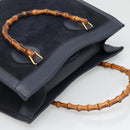 GUCCI Bamboo Tote Bag Suede Leather Navy Gold 002 1186 0260 Auth fm4759-6