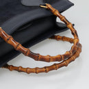 GUCCI Bamboo Tote Bag Suede Leather Navy Gold 002 1186 0260 Auth fm4759-7