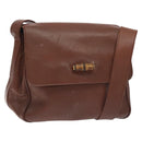 GUCCI Bamboo Shoulder Bag Leather Brown Gold 001 14 1571 Auth fm4767-1