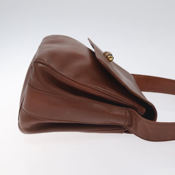 GUCCI Bamboo Shoulder Bag Leather Brown Gold 001 14 1571 Auth fm4767