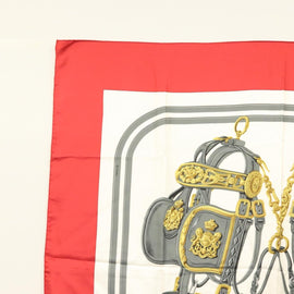 HERMES Carre 90 Scarf ""BRIDES de GALA"" Silk Red Auth fm4775 - 0