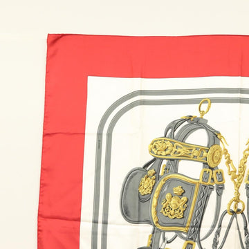 HERMES Carre 90 Scarf ""BRIDES de GALA"" Silk Red Auth fm4775 - 0